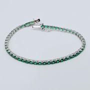 Bracciale tennis 18cm in argento 925% pietre verdi 3mm