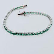 Bracciale tennis 18cm in argento 925% pietre verdi 3mm