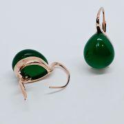 Orecchini pendenti in argento 925% con pietre forma goccia verde