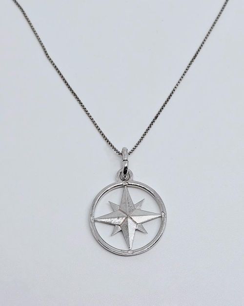 Collana uomo argento 925% con rosa dei venti