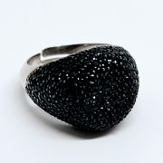 Anello donna da mignolo in argento 925% pietre nere