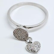 Anello in argento 925% con zirconi e cuore pendente