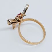 Anello libellula stile antico oro 375% con pietre preziose