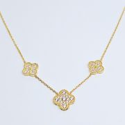 Collana donna argento 925% con 3 quadrifogli e zirconi