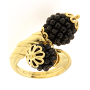 Anello in argento 925% dorato con onice