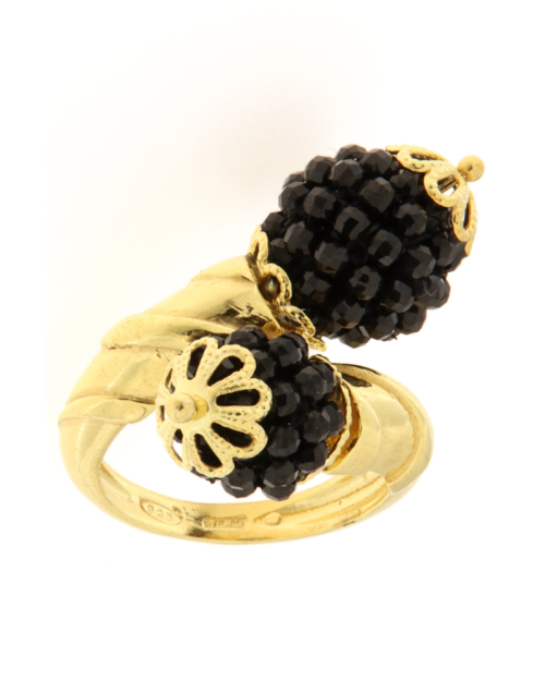 Anello in argento 925% dorato con onice