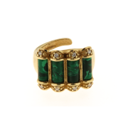 Anello in argento dorato con pietre malachite