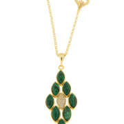 Collana donna argento 925% dorata con pietre malachite