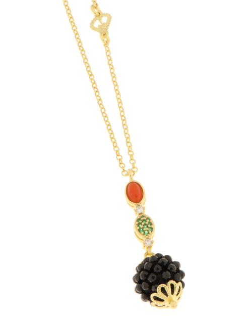 Collana donna argento 925% dorata con pietre e corallo naturale