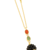 Collana donna argento 925% dorata con pietre e corallo naturale