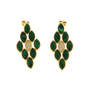 Orecchini pendenti in argento 925% dorati con pietre malachite