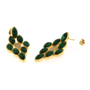 Orecchini pendenti in argento 925% dorati con pietre malachite