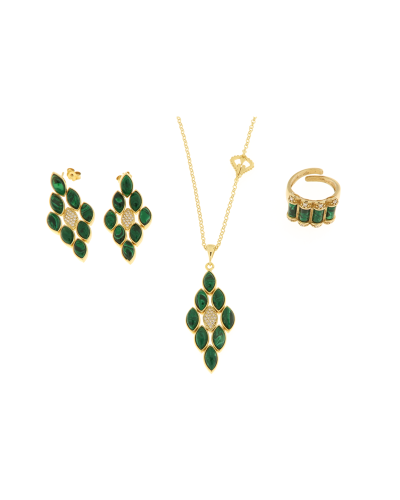 Collana donna argento 925% dorata con pietre malachite