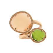 Anello a contrariè in argento rosato e rodiato con pietre colorate