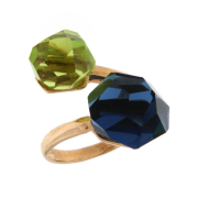 Anello a contrariè in argento rosato con pietre colorate