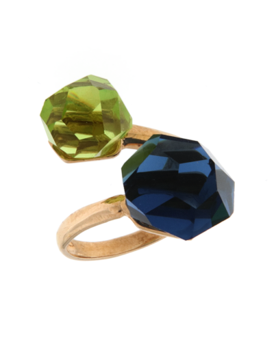 Anello a contrariè in argento rosato con pietre colorate