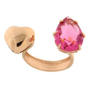 Anello in argento rosato con cuore e pietra