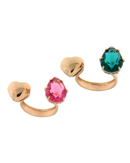 Anello in argento rosato con cuore e pietra