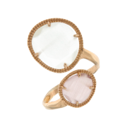 Anello a contrariè in argento rosato e rodiato con pietre colorate