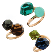 Anello a contrariè in argento rosato con pietre colorate