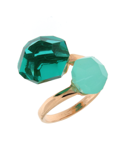 Anello a contrariè in argento rosato con pietre colorate