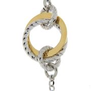 Bracciale donna a catena bicolore in argento 925%, con lavorazione diamantata