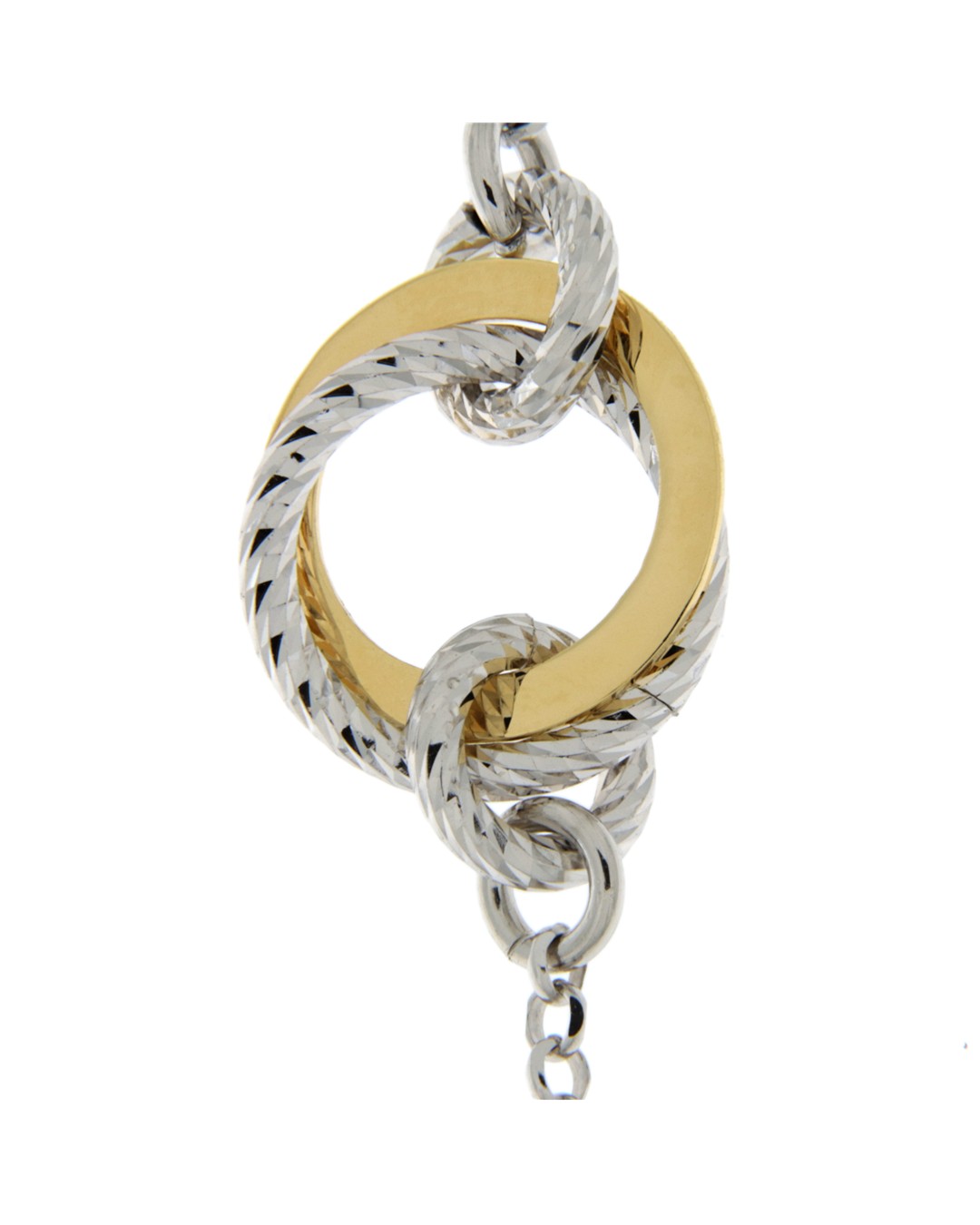 Bracciale donna a catena bicolore in argento 925%, con lavorazione diamantata