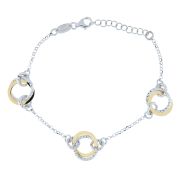 Bracciale donna a catena bicolore in argento 925%, con lavorazione diamantata