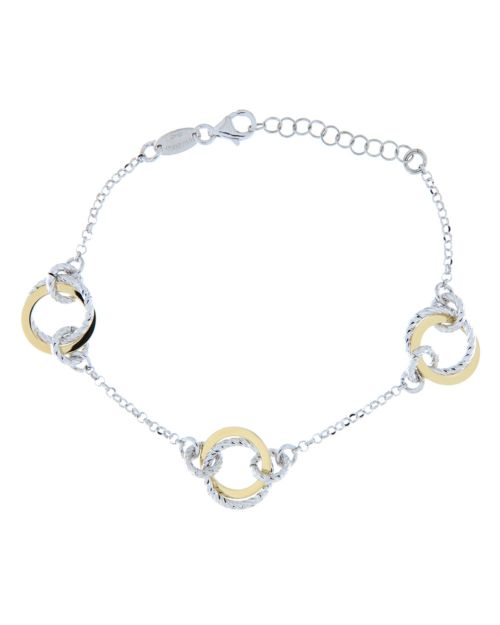 Bracciale donna a catena bicolore in argento 925%, con lavorazione diamantata