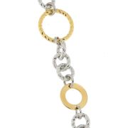 Bracciale donna a catena bicolore in argento 925%, con lavorazione diamantata