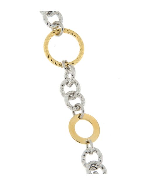 Bracciale donna a catena bicolore in argento 925%, con lavorazione diamantata
