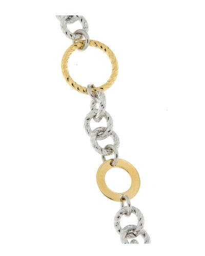 Bracciale donna a catena bicolore in argento 925%, con lavorazione diamantata