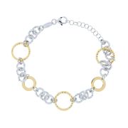 Bracciale donna a catena bicolore in argento 925%, con lavorazione diamantata