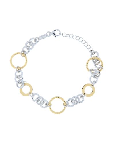 Bracciale donna a catena bicolore in argento 925%, con lavorazione diamantata