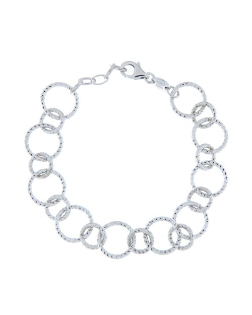 Bracciale donna a catena in argento rodiato 925%, con lavorazione diamantata