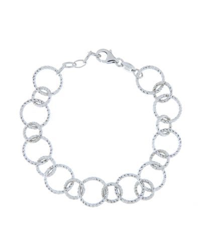 Bracciale donna a catena in argento rodiato 925%, con lavorazione diamantata