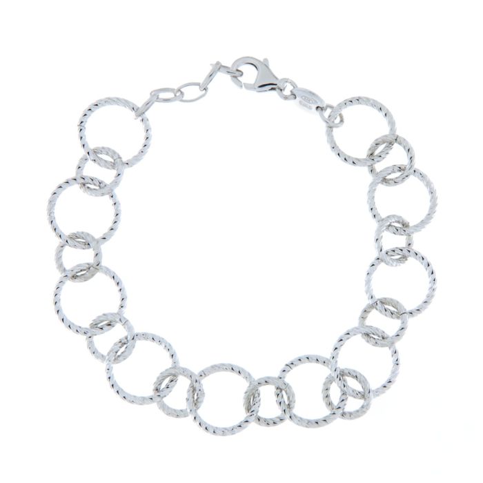 Bracciale donna a catena in argento rodiato 925%, con lavorazione diamantata