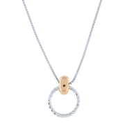 Collana donna in argento 925 con ciondolo bicolore lavorazione diamantata