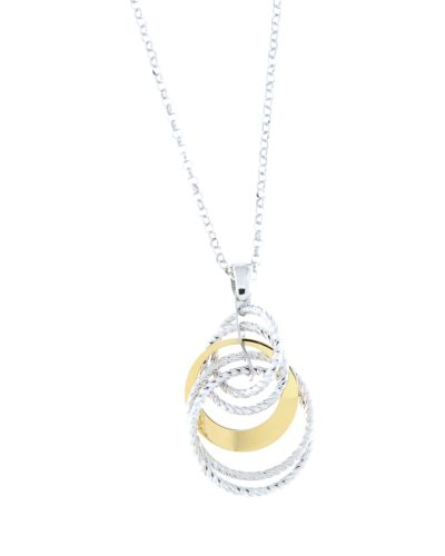 Collana donna in argento 925 con ciondolo bicolore lavorazione diamantata