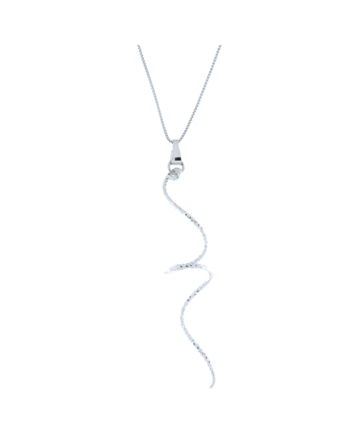 Collana donna in argento 925 rodiata con ciondolo lavorazione diamantata