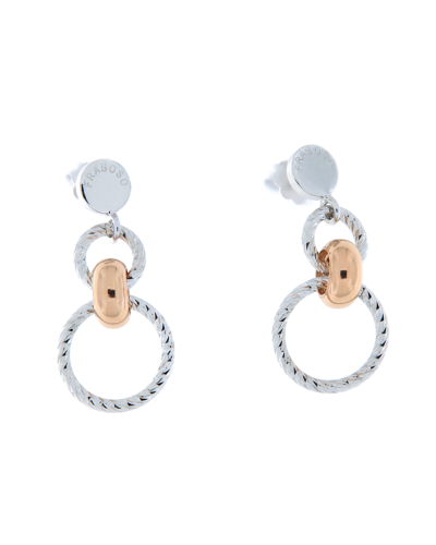 Orecchini pendenti donna in argento 925 bicolore con lavorazione diamantata