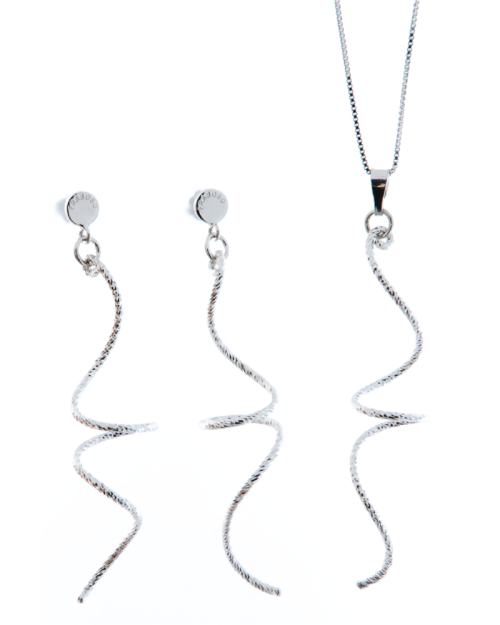 Collana donna in argento 925 rodiata con ciondolo lavorazione diamantata