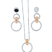 Collana donna in argento 925 con ciondolo bicolore lavorazione diamantata