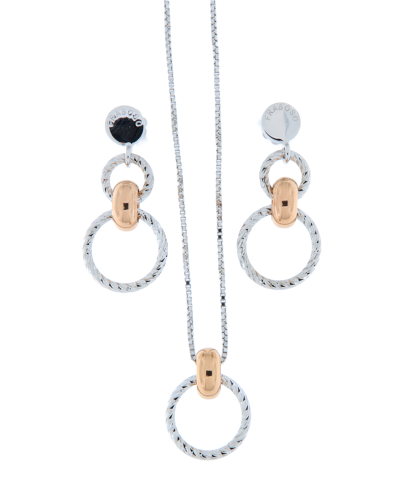 Collana donna in argento 925 con ciondolo bicolore lavorazione diamantata