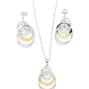 Orecchini pendenti donna in argento 925 bicolore con lavorazione diamantata