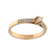 Anello solitario donna in oro rosa 750% con diamanti 0.22ct