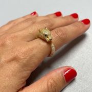 Anello in argento 925 pantera dorata