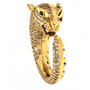 Anello in argento 925 pantera dorata