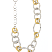 Bracciale donna a catena bicolore in argento 925%, con lavorazione diamantata