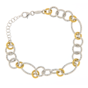 Bracciale donna a catena bicolore in argento 925%, con lavorazione diamantata